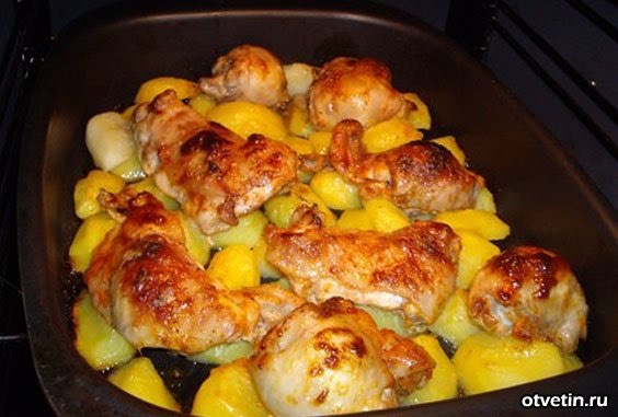 Приготовить курицу с картошкой грибами в духовке