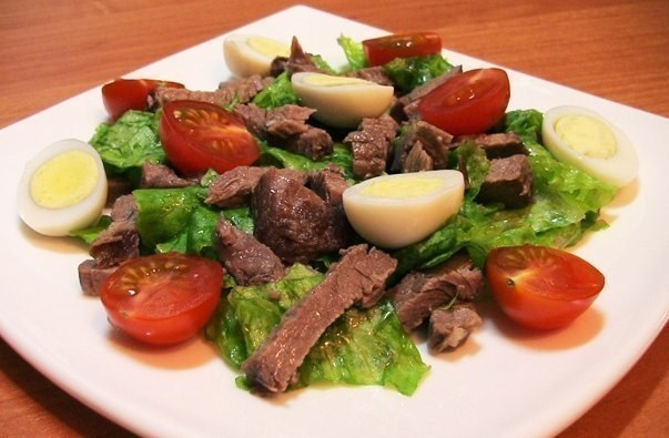 Теплый салат с говядиной, пошаговый рецепт с фото