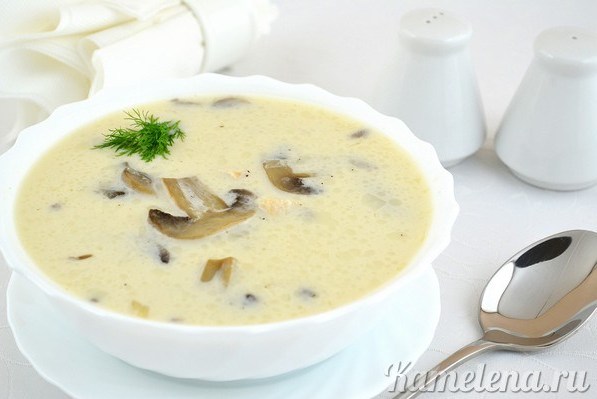 Суп-пюре из белых замороженных грибов со сливками
