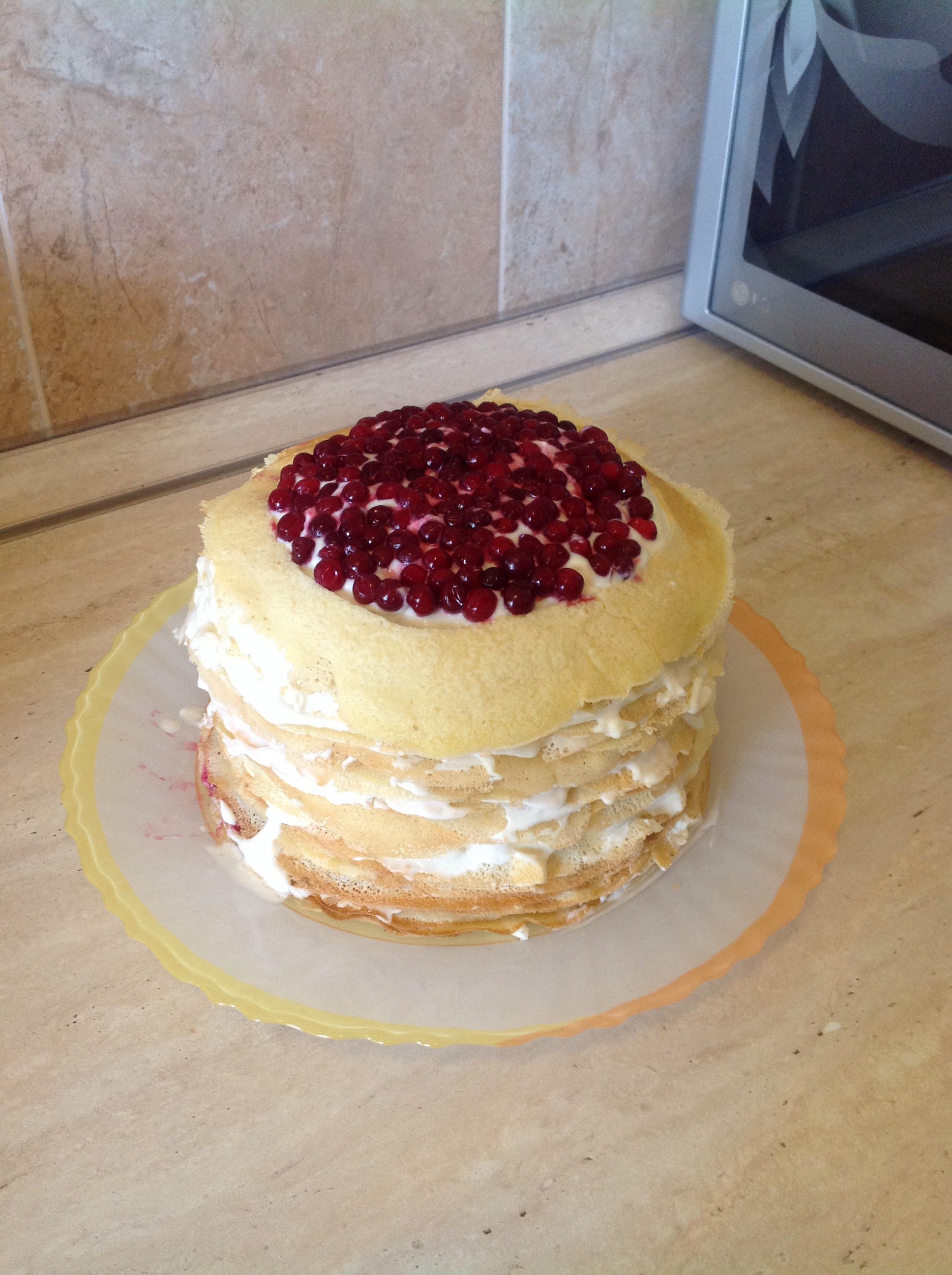 Домашний блинный торт с кремом из сгущенки и сливок рецепт с фото пошагово