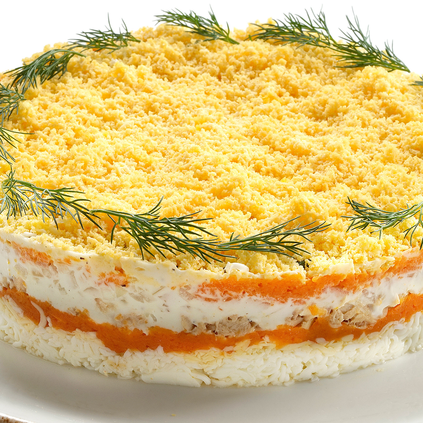 Салат Мимоза со сливочным маслом и сыром