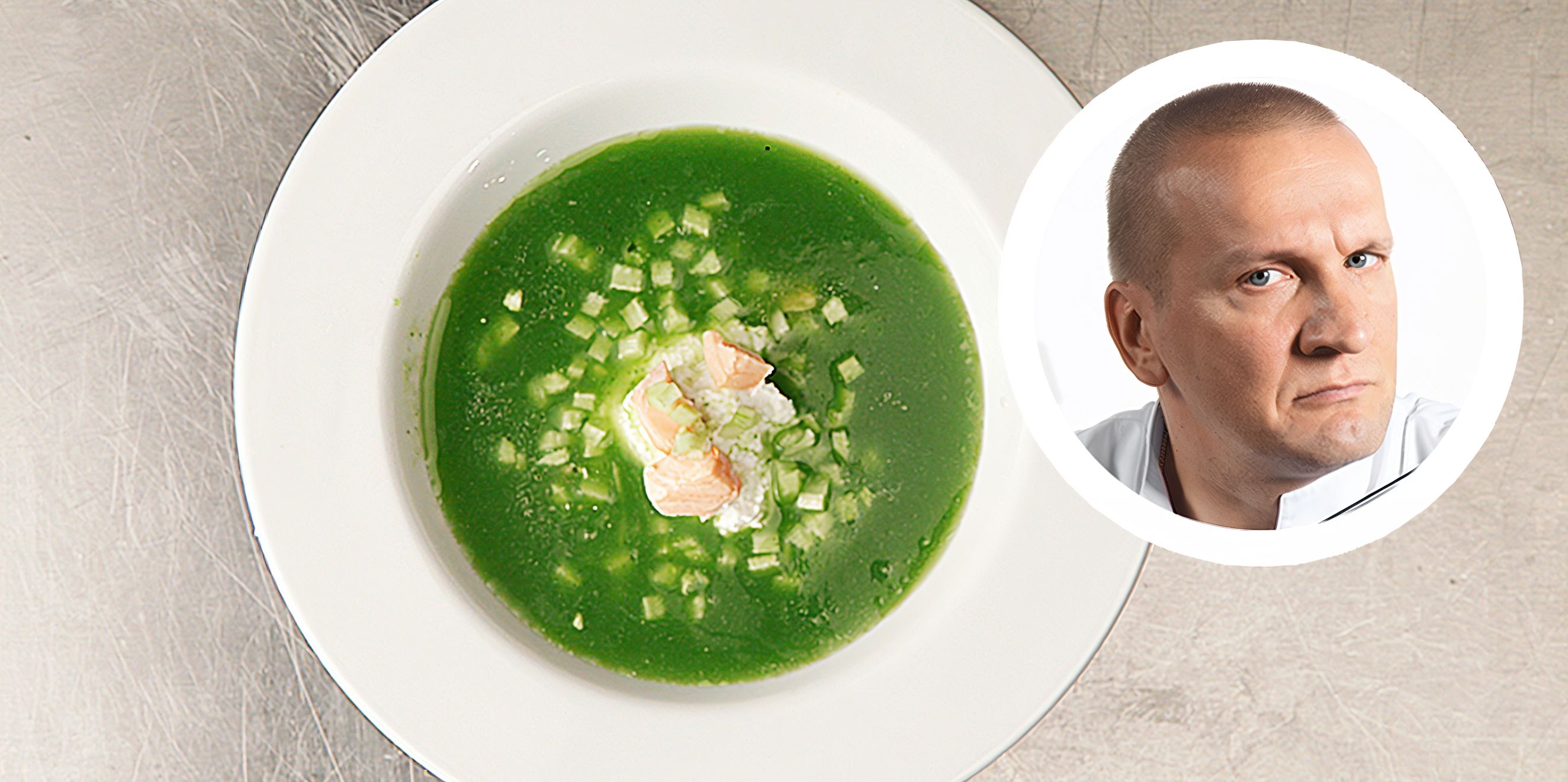 Огуречный суп-пюре с лососем